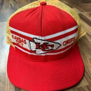 Vintage 80’s AJD Super Stripe Kansas City KC Chiefs  Hat Snap Back Made In USA